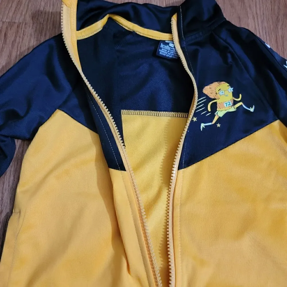 Nike Track Star Kids Running Jacket Size 6 Black Yellow Gold Full Zip Windrunner